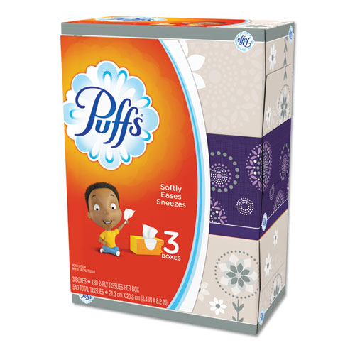 Picture of White Facial Tissue, 2-Ply, White, 180 Sheets/Box, 3 Boxes/Pack, 8 Packs/Carton