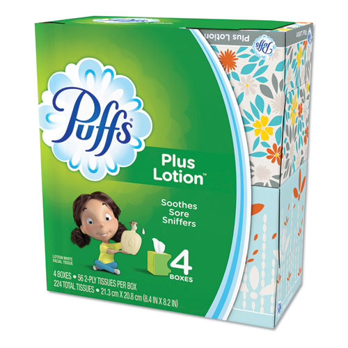 Picture of Plus Lotion Facial Tissue, 1-Ply, White, 56 Sheets/Box, 24 Boxes/Carton