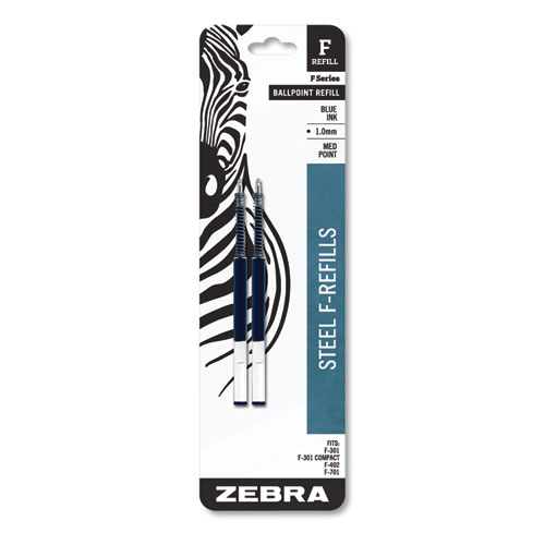 Picture of F-Refill for Zebra F-Series Ballpoint Pens, Medium Conical Tip, Blue Ink, 2/Pack