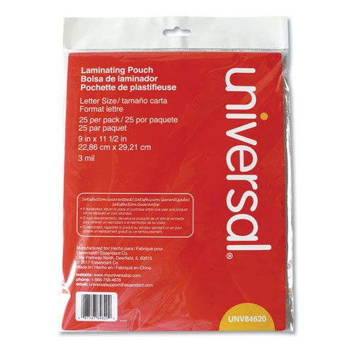 Picture of Laminating Pouches, 3 mil, 9" x 11.5", Gloss Clear, 25/Pack