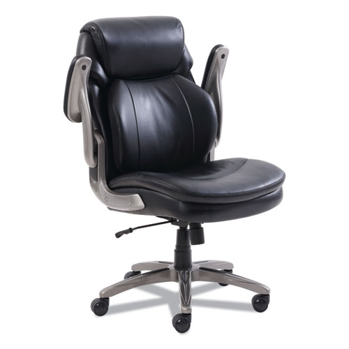 Picture of Cosset Mid-Back Executive Chair, Supports Up to 275 lb, 18.5" to 21.5" Seat Height, Black Seat/Back, Slate Base