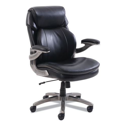 Picture of Cosset Mid-Back Executive Chair, Supports Up to 275 lb, 18.5" to 21.5" Seat Height, Black Seat/Back, Slate Base