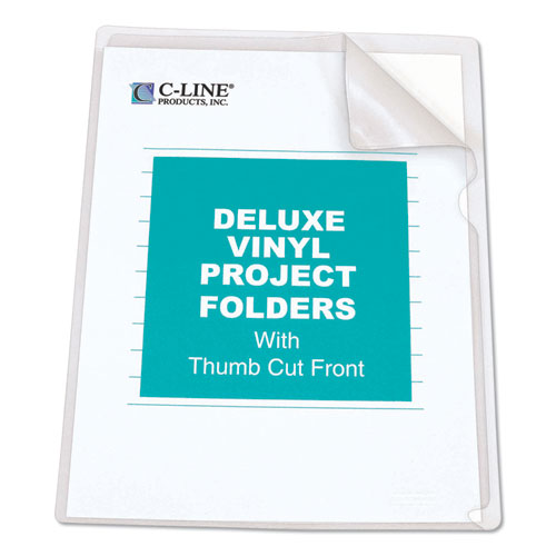 Picture of Deluxe Vinyl Project Folders, Letter Size, Clear, 50/Box