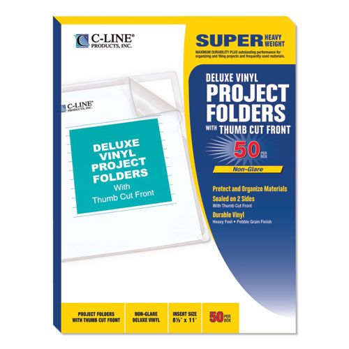Picture of Deluxe Vinyl Project Folders, Letter Size, Clear, 50/Box