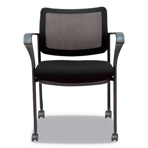 Picture of Alera IV Series Mesh-Back Fabric-Seat Guest Chairs, 25.19" x 23.62" x 32.28", Black Seat, Black Back, Black Base, 2/Carton