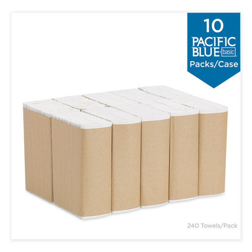 Picture of Pacific Blue Basic C-Fold Paper Towels, 1-Ply, 10.1 x 13.2, White, 240/Pack, 10 Packs/Carton