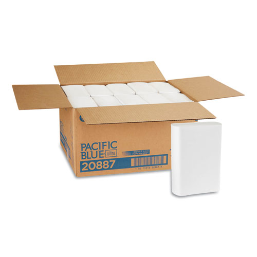 Pacific+Blue+Ultra+Folded+Paper+Towels%2C+1-Ply%2C+10.2+x+10.8%2C+White%2C+220%2FPack%2C+10+Packs%2FCarton