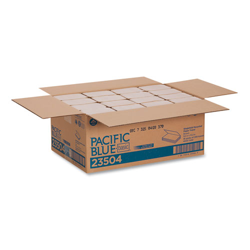 Picture of Pacific Blue Basic S-Fold Paper Towels, 1-Ply, 10.25 x 9.25, Brown, 250/Pack, 16 Packs/Carton