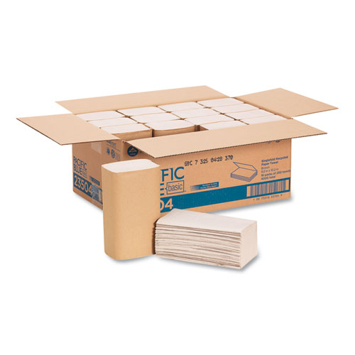 Pacific+Blue+Basic+S-Fold+Paper+Towels%2C+1-Ply%2C+10.25+x+9.25%2C+Brown%2C+250%2FPack%2C+16+Packs%2FCarton