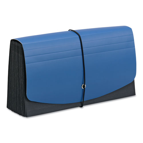 Picture of Handy File with Pockets, 21 Sections, Elastic Cord Closure, 1/2-Cut Tabs, Check Size, Black/Blue