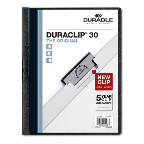 Picture of DuraClip Report Cover, Clip Fastener, 8.5 x 11, Clear/Black, 5/Pack