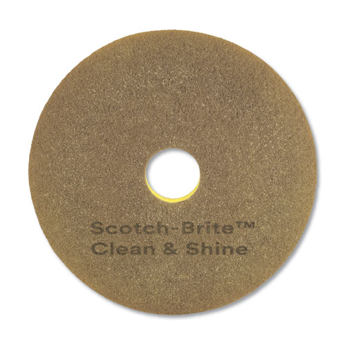Picture of Clean and Shine Pad, 17" Diameter, Brown/Yellow, 5/Carton