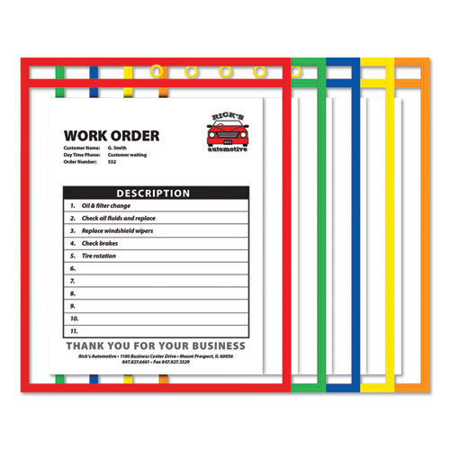 Picture of Stitched Shop Ticket Holders, Neon, Assorted 5 Colors, 75", 9 x 12, 10/Pack