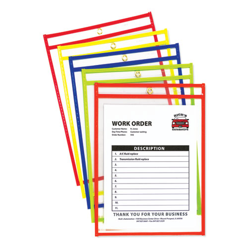 Picture of Stitched Shop Ticket Holders, Neon, Assorted 5 Colors, 75", 9 x 12, 10/Pack