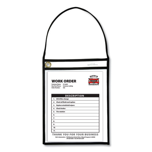 Picture of 1-Pocket Shop Ticket Holder w/Setrap, Black Stitching, 75-Sheet, 9 x 12, 15/Box
