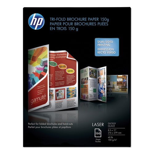 Picture of Laser Glossy Tri-Fold Brochure Paper, 97 Bright, 40 lb Bond Weight, 8.5 x 11, White, 150/Pack