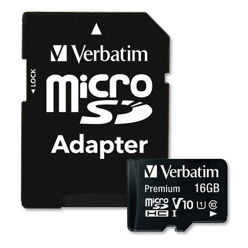 Picture of 16GB Premium microSDHC Memory Card with Adapter, UHS-I V10 U1 Class 10, Up to 80MB/s Read Speed