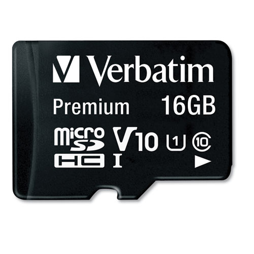 Picture of 16GB Premium microSDHC Memory Card with Adapter, UHS-I V10 U1 Class 10, Up to 80MB/s Read Speed