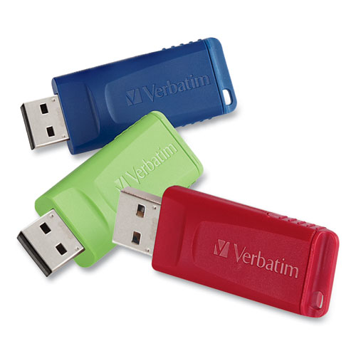 Picture of Store 'n' Go USB Flash Drive, 4 GB, Assorted Colors, 3/Pack