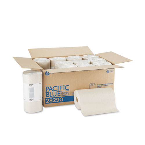 Pacific+Blue+Basic+Jumbo+Perforated+Kitchen+Roll+Paper+Towels%2C+2-Ply%2C+11+x+8.8%2C+Brown%2C+250%2FRoll%2C+12+Rolls%2FCarton