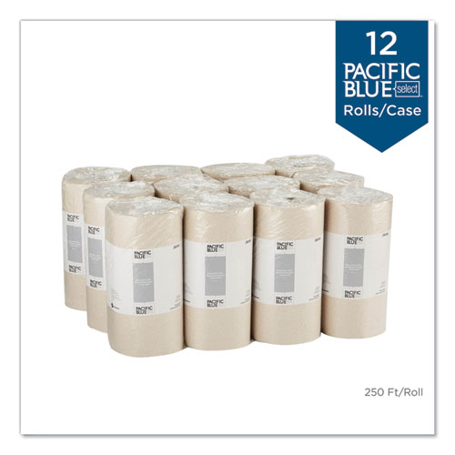 Picture of Pacific Blue Basic Jumbo Perforated Kitchen Roll Paper Towels, 2-Ply, 11 x 8.8, Brown, 250/Roll, 12 Rolls/Carton