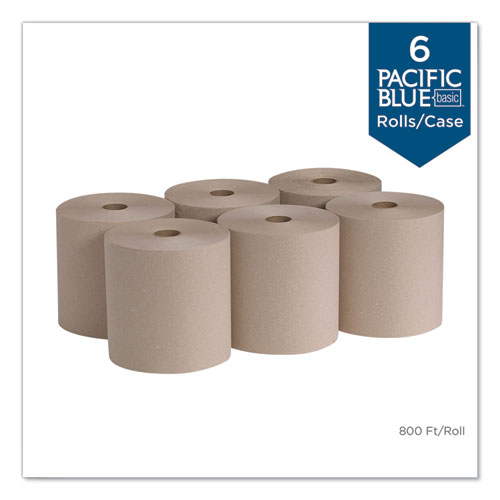 Picture of Pacific Blue Basic Nonperforated Paper Towels, 1-Ply, 7.78 x 800 ft, Brown, 6 Rolls/Carton