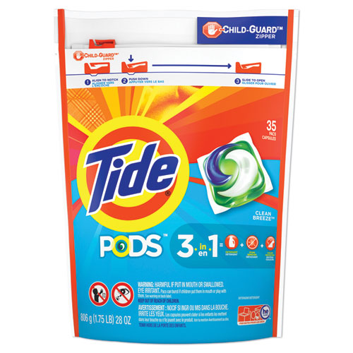 Picture of Pods, Laundry Detergent, Clean Breeze, 35/Pack, 4 Pack/Carton