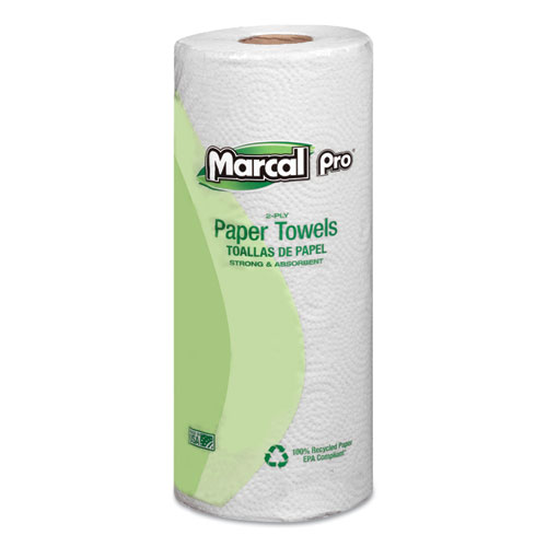 Picture of 100% Premium Recycled Kitchen Roll Towels, 2-Ply, 11 x 9, White, 70/Roll, 30 Rolls/Carton