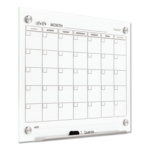 Picture of Infinity Magnetic Glass Calendar Board, Monthly Planning/Scheduling, 24" x 18", White Surface