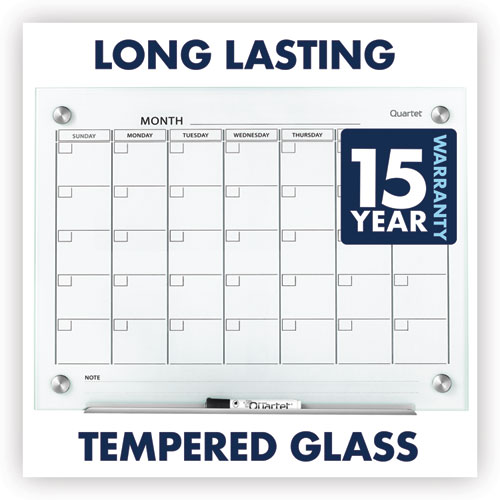 Picture of Infinity Magnetic Glass Calendar Board, Monthly Planning/Scheduling, 24" x 18", White Surface