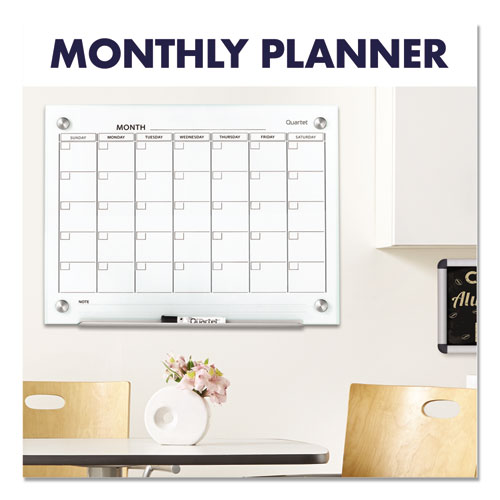 Picture of Infinity Magnetic Glass Calendar Board, Monthly Planning/Scheduling, 24" x 18", White Surface