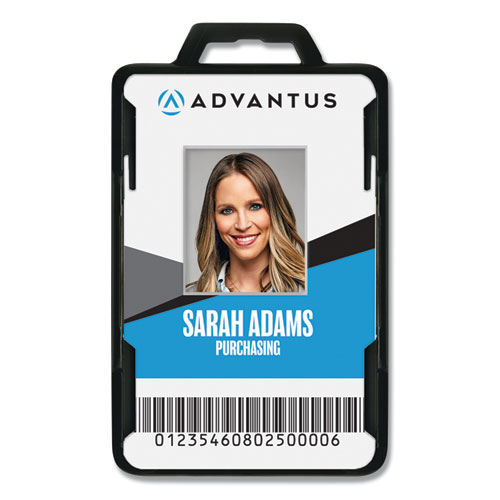 Picture of Secure-Two Card RFID Blocking Badge, Horizontal/Vertical, Black 3.68" x 2.38" Holder, 3.38" x 2.13" Insert, 20/Pack