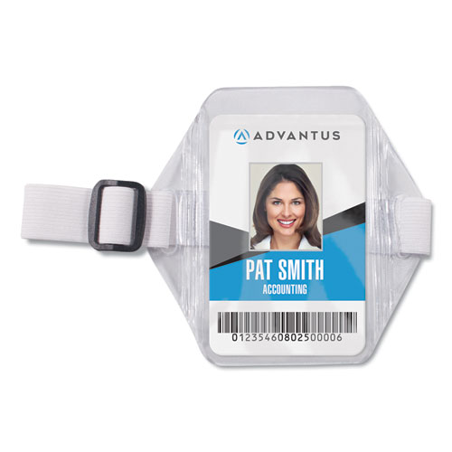 Picture of Arm Band Badge Holders, Vertical, Transparent Frost 5" x 5" Holder, 2.75" x 4" Insert, 12/Pack