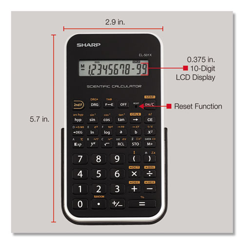 Picture of EL-501XBWH Scientific Calculator, 10-Digit LCD