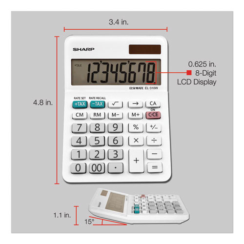 Picture of EL-310WB Mini Desktop Calculator, 8-Digit LCD