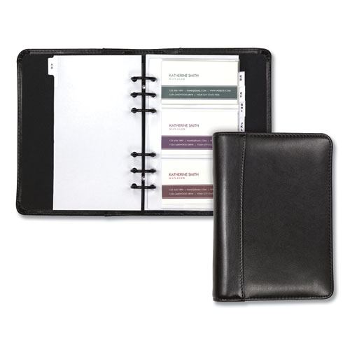 Picture of Regal Leather Business Card Binder, Holds 120 2 x 3.5 Cards, 5.75 x 7.75, Black