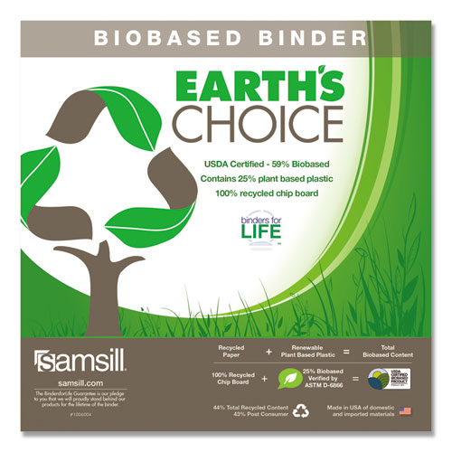 Picture of Earth's Choice Plant-Based D-Ring View Binder, 3 Rings, 2" Capacity, 11 x 8.5, White