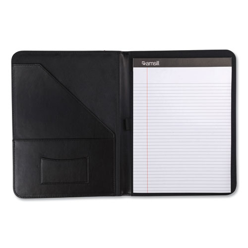 Picture of Contrast Stitch Leather Padfolio, 8 1/2 x 11, Leather, Black