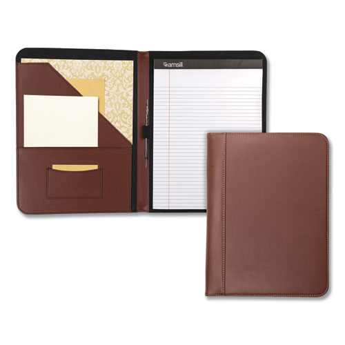 Picture of Contrast Stitch Leather Padfolio, 8 1/2 x 11, Leather, Tan