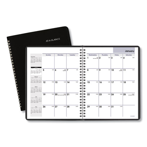 DayMinder Monthly Planner with Notes Column, Ruled Blocks, 8.75 x 7, Black Cover, 12-Month (Jan to Dec): 2022