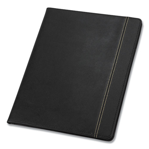 Picture of Slimline Padfolio, Leather-Look/Faux Reptile Trim, Writing Pad, Black