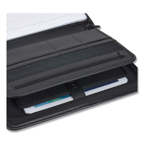 Picture of Professional Zippered Pad Holder, Pockets/Slots, Writing Pad, Black