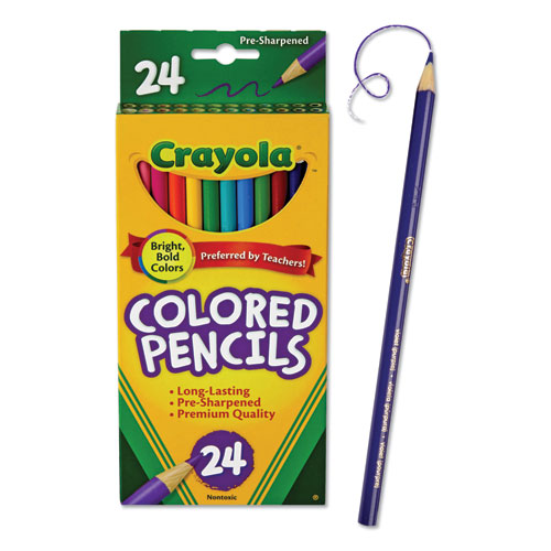Picture of Long-Length Colored Pencil Set, 3.3 mm, 2B, Assorted Lead and Barrel Colors, 24/Pack