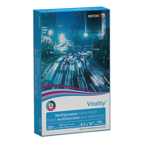 Picture of Vitality Multipurpose Print Paper, 92 Bright, 20 lb Bond Weight, 8.5 x 14, White, 500 Sheets/Ream, 10 Reams/Carton