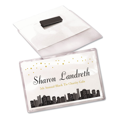 Picture of Magnetic Style Name Badge Kit, Horizontal, 4 x 3, White, 24/Pack