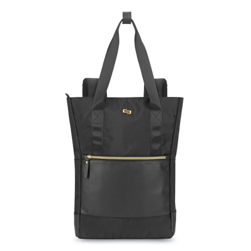 Picture of Parker Hybrid Tote/Backpack, Fits Devices Up to 15.6", Polyester, 3.75 x 16.5 x 16.5, Black/Gold