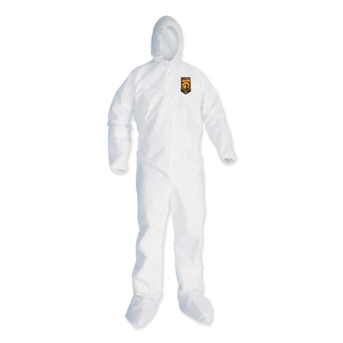 Picture of A35 Liquid and Particle Protection Coveralls, Zipper Front, Hooded, Elastic Wrists and Ankles, 2X-Large, White, 25/Carton