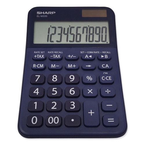 Picture of ELM335BBL Desktop Calculator, 10-Digit LCD, Blue