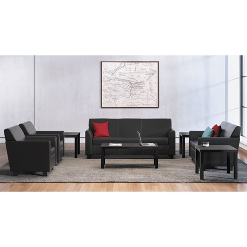 Picture of Circulate Leather Reception Three-Cushion Sofa, 73w x 28.75d x 32h, Black