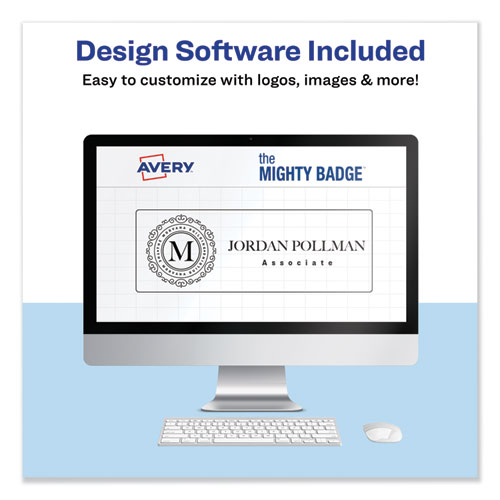 Picture of The Mighty Badge Name Badge Holder Kit, Horizontal, 3 x 1, Laser, Silver, 4 Holders/32 Inserts